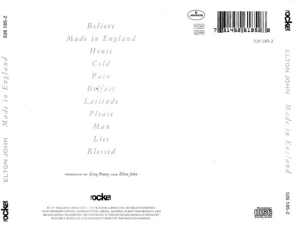 Elton John : Made In England (CD, Album, O-C)