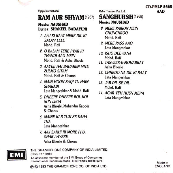Naushad : Ram Aur Shyam (1967) / Sanghursh (1968) (CD, Comp)