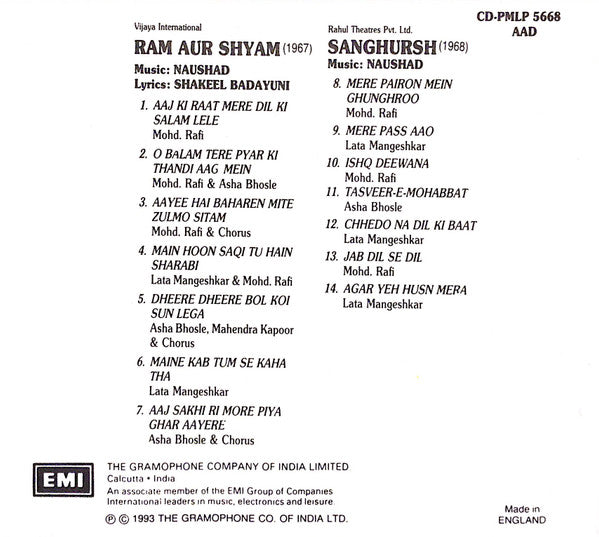 Naushad : Ram Aur Shyam (1967) / Sanghursh (1968) (CD, Comp)