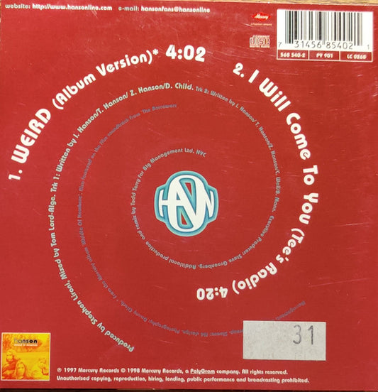 Hanson : Weird (CD, Single, Car)