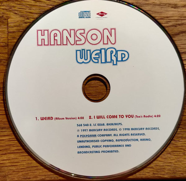Hanson : Weird (CD, Single, Car)