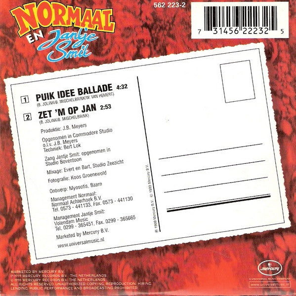 Normaal En Jan Smit : Puik Idee Ballade (CD, Single)