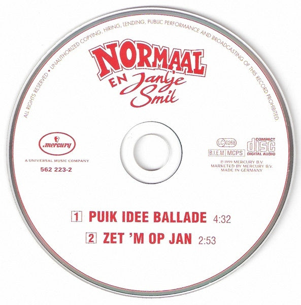 Normaal En Jan Smit : Puik Idee Ballade (CD, Single)