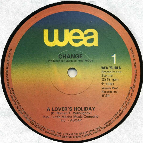 Change : A Lover's Holiday (Long Version) (12", Maxi)