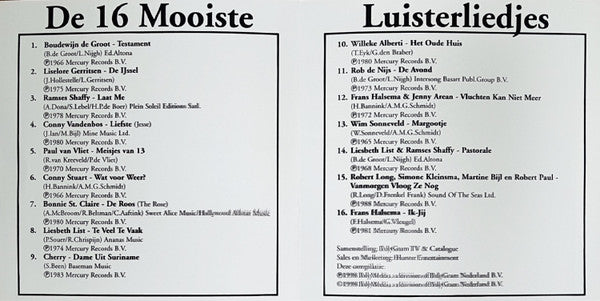Various : De 16 Mooiste Luisterliedjes (CD, Comp)