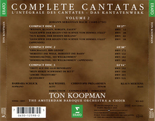 Johann Sebastian Bach - Ton Koopman, The Amsterdam Baroque Orchestra And Choir : Complete Cantatas - Volume 2 (3xCD, Album)