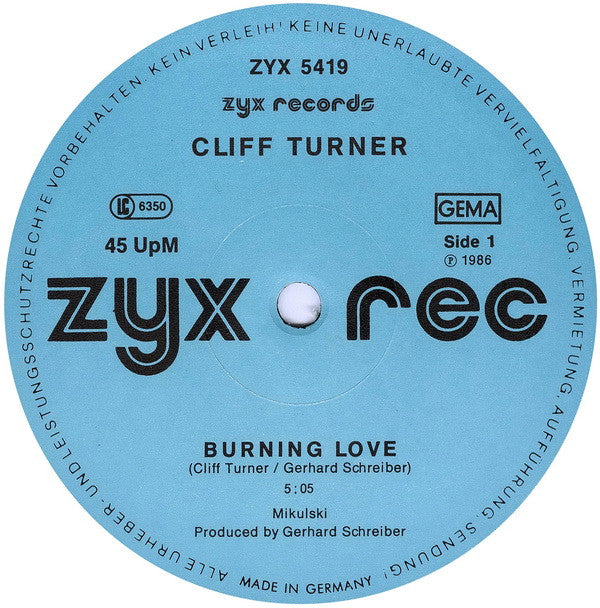 Cliff Turner : Burning Love (12", Maxi)