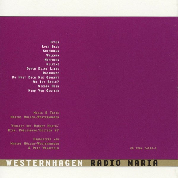 Marius Müller-Westernhagen : Radio Maria (CD, Album)