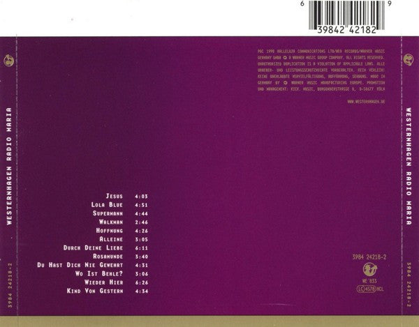 Marius Müller-Westernhagen : Radio Maria (CD, Album)