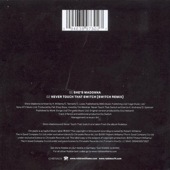 Robbie Williams With Pet Shop Boys : She's Madonna (CD, Single, Car)