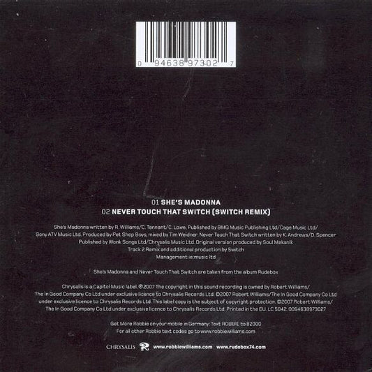 Robbie Williams With Pet Shop Boys : She's Madonna (CD, Single, Car)