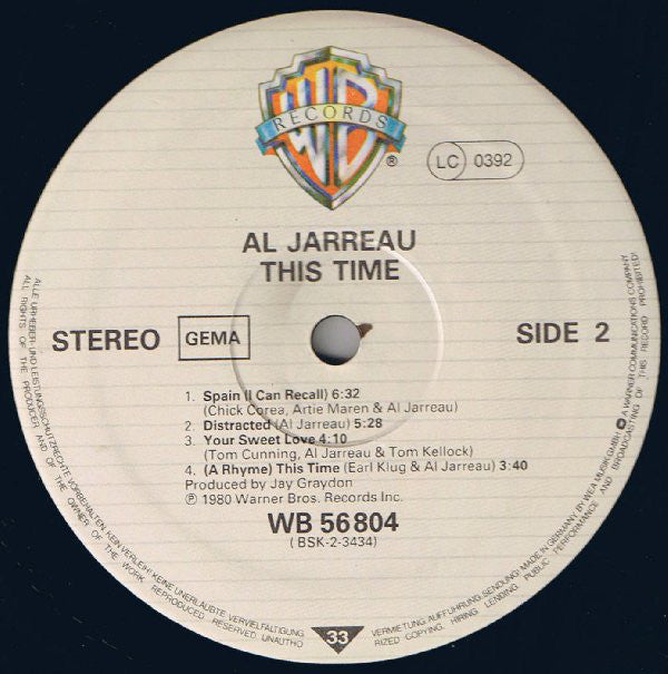 Al Jarreau : This Time (LP, Album)