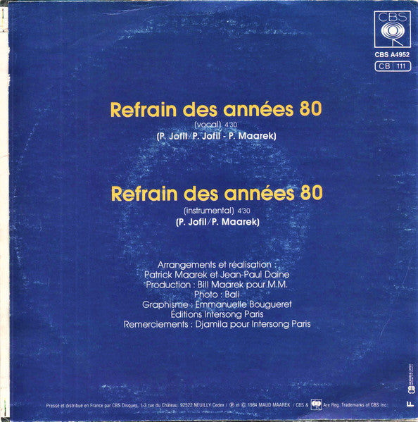 Philip Jofil : Refrain Des Années 80 (7", Single)
