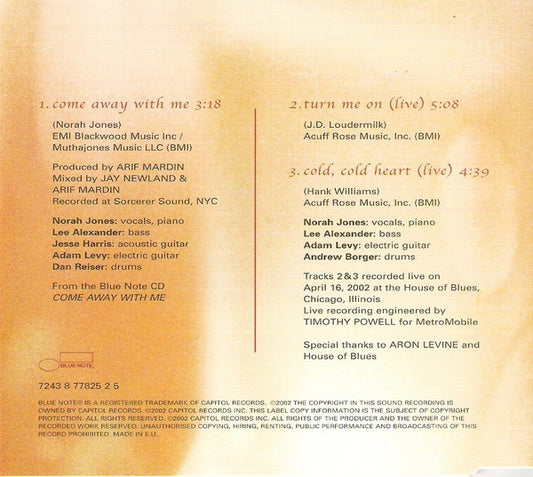 Norah Jones : Come Away With Me (CD, Single)