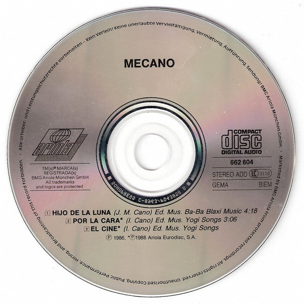 Mecano : Hijo De La Luna (CD, Single)