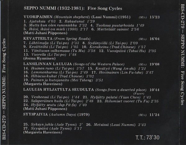 Seppo Nummi : Five Song Cycles (CD, Album)