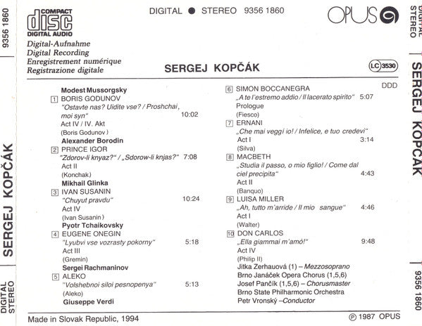 Sergej Kopčák : Operatic Arias (CD, Album)