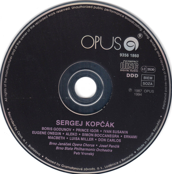 Sergej Kopčák : Operatic Arias (CD, Album)