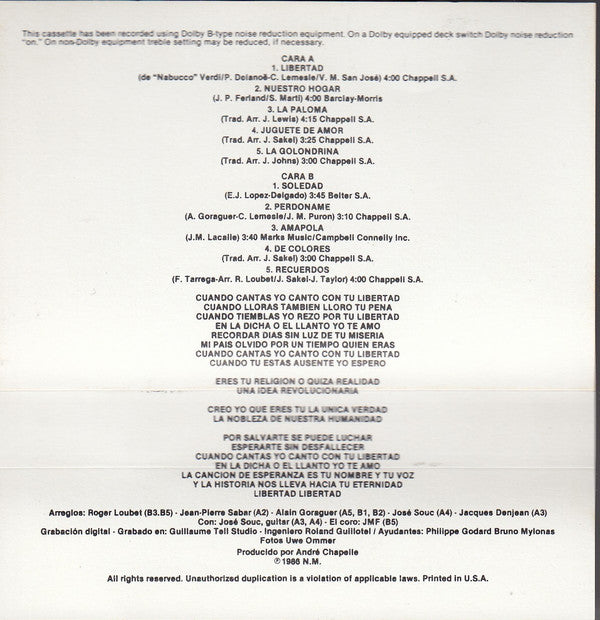 Nana Mouskouri : Libertad (Cass, Album, Dol)