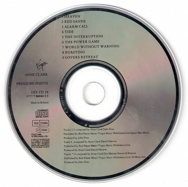 Anne Clark : Pressure Points (CD, Album, RE)