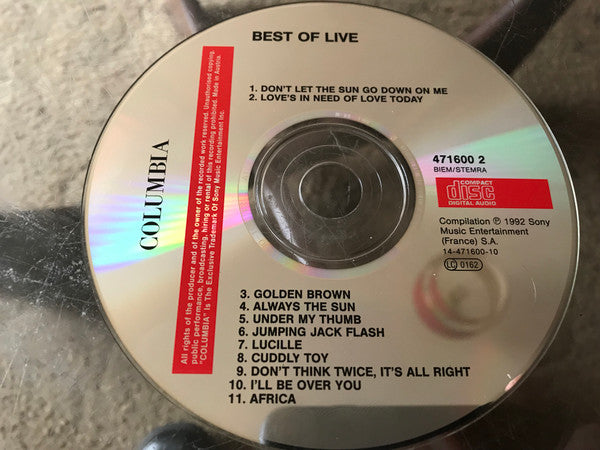 Various : Best Of Live Vol. 1 (CD, Album, Comp)