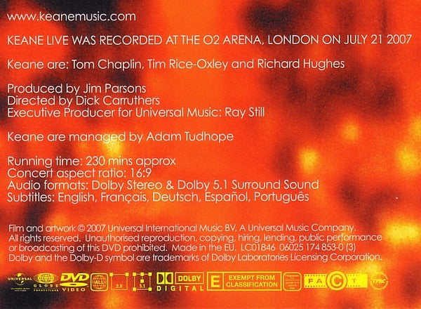 Keane : Live (DVD-V, NTSC, Dol)