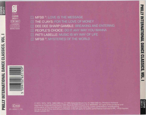 Various : Philly International Dance Classics Vol. 1 (CD, Comp, RE)