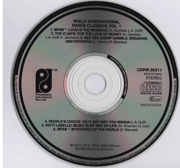 Various : Philly International Dance Classics Vol. 1 (CD, Comp, RE)