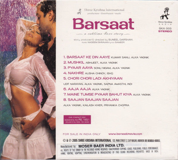 Nadeem Shravan, Sameer : Barsaat: A Sublime Love Story (CD)