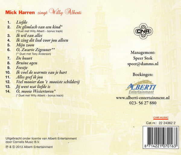 Mick Harren : Zingt Willy Alberti (CD, Album)