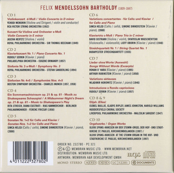Felix Mendelssohn-Bartholdy : Portrait 10 CD-Set (10xCD, Comp, RM + Box)