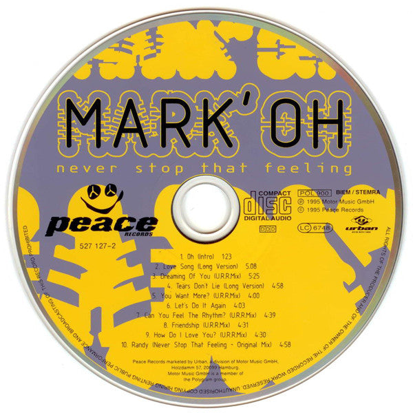 Mark 'Oh : Never Stop That Feeling (CD, Album)