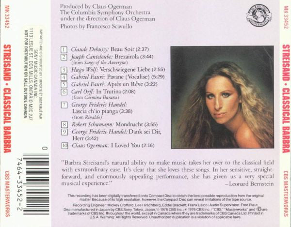Barbra Streisand : Classical Barbra (CD, Album, RE)
