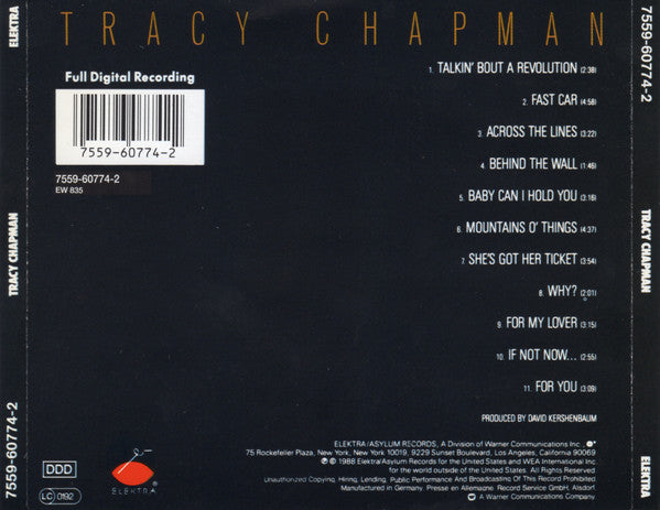 Tracy Chapman : Tracy Chapman (CD, Album, RE)