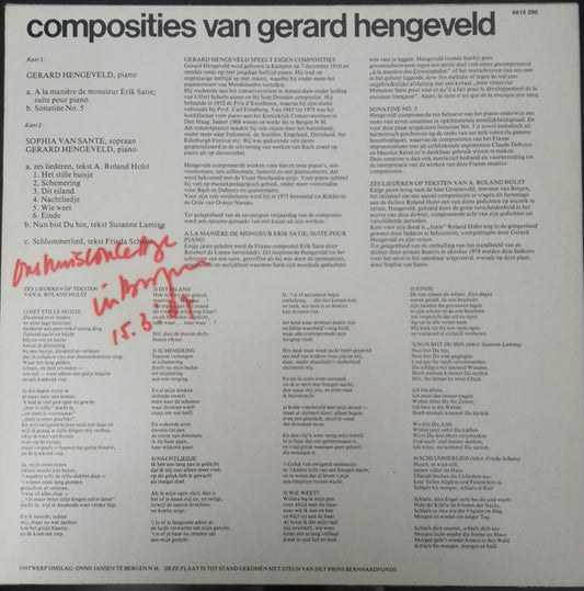 Gerard Hengeveld : Composities Van Gerard Hengeveld (LP, Album)