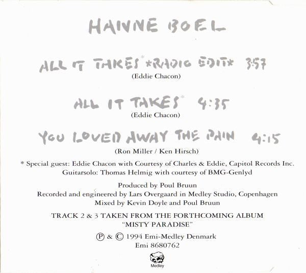 Hanne Boel : All It Takes (CD, Single)