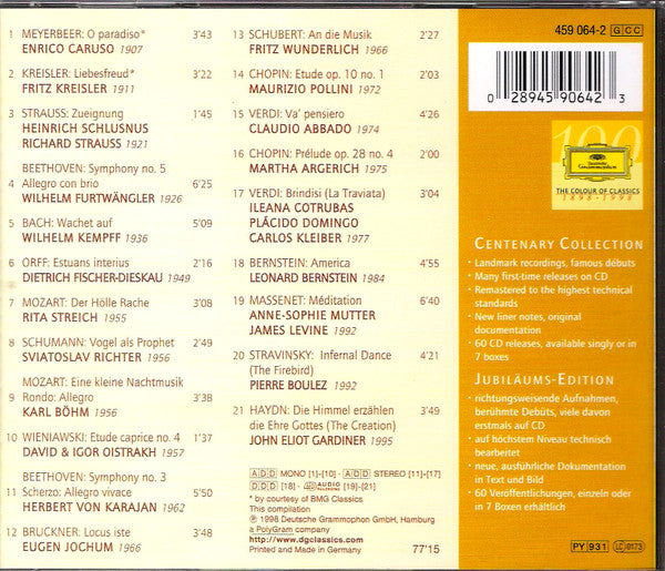 Various : Berühmte Künstler Und Aufnahmen Aus 100 Jahren Deutsche Grammophon (CD, Comp, Mono, RM)