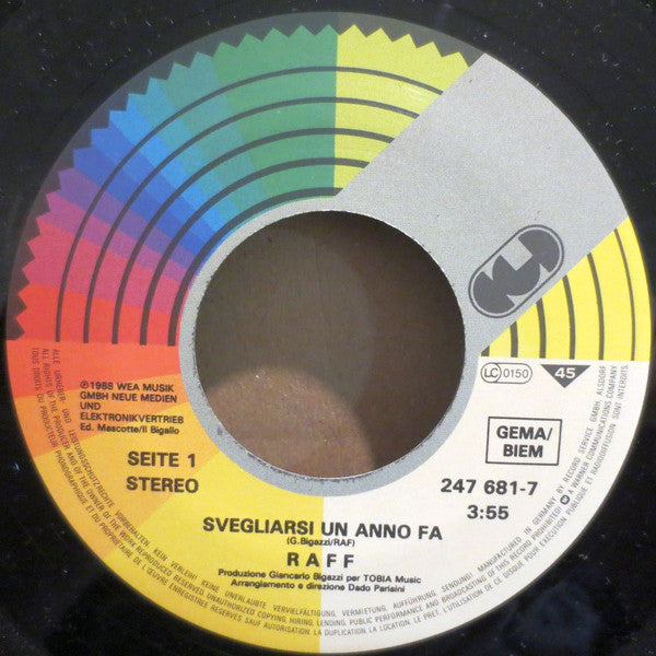 Raf (5) : Svegliarsi Un Anno Fa (7", Single)