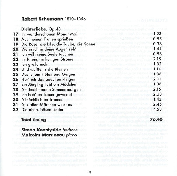 Robert Schumann / Johannes Brahms - Simon Keenlyside, Malcolm Martineau : Dichterliebe / Lieder (CD)