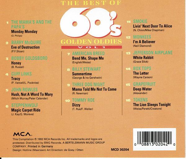 Various : The Best Of 60's Golden Oldies (CD, Comp)