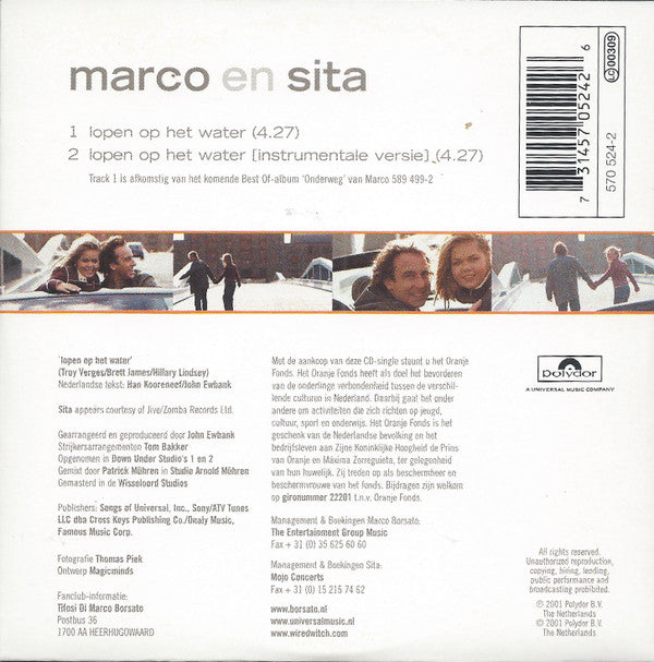 Marco Borsato En Sita : Lopen Op Het Water (CD, Single)