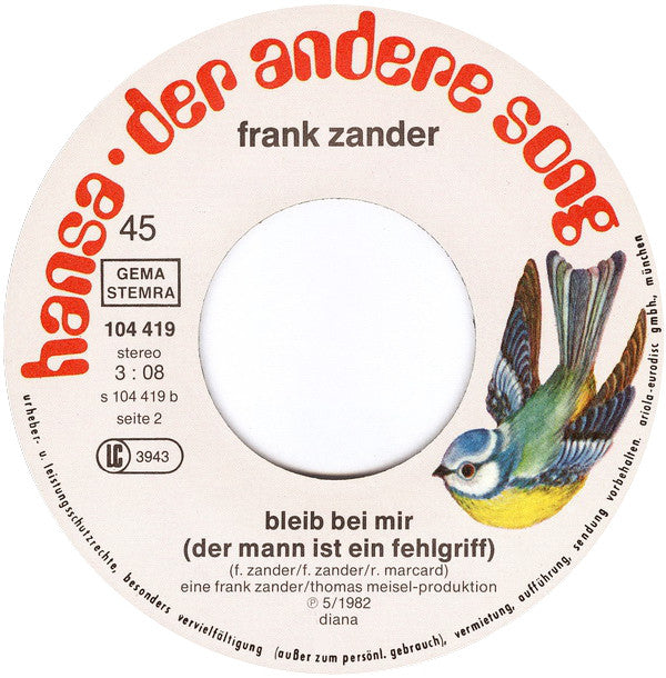 Frank Zander : Da Da Da Ich Weiß Bescheid, Du Weißt Bescheid (7", Single)