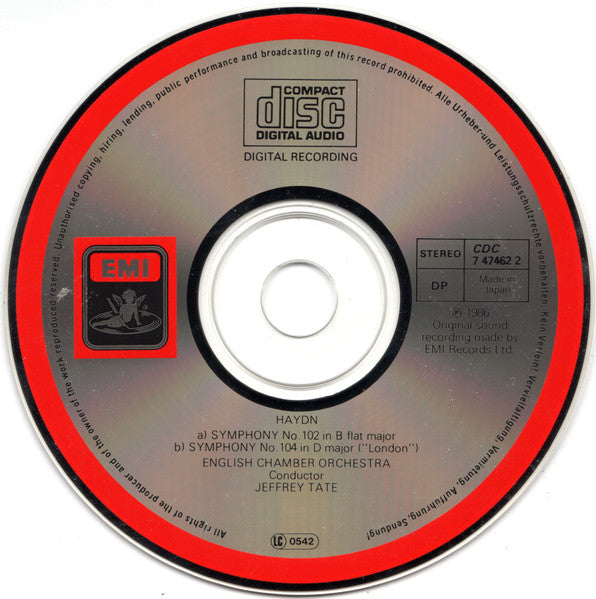 Joseph Haydn - English Chamber Orchestra, Jeffrey Tate : Symphonies Nos. 102 & 104 "London" (CD)