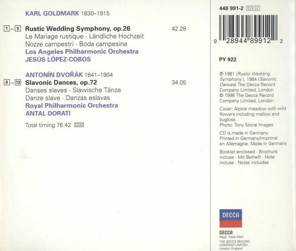 Karl Goldmark, Antonín Dvořák - Jesús López-Cobos, Antal Dorati : Rustic Wedding Symphony = Ländliche Hochzeit / Slavonic Dances, Op.72 (CD, Comp)