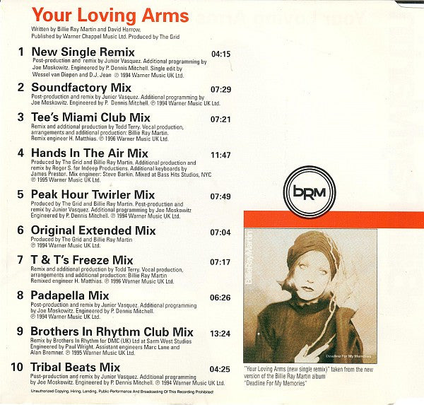 Billie Ray Martin : Your Loving Arms (The Remix E.P.) (CD, EP)