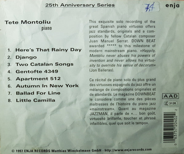Tete Montoliu : Songs For Love (CD, Album)