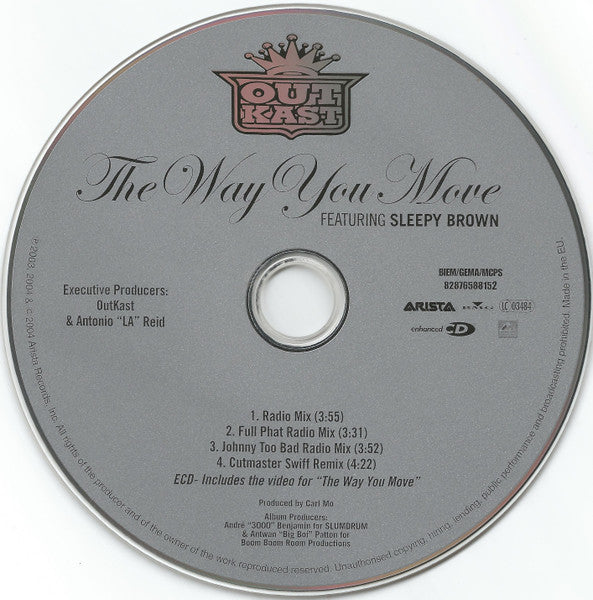 OutKast Featuring Sleepy Brown : The Way You Move (CD, Maxi, Enh)