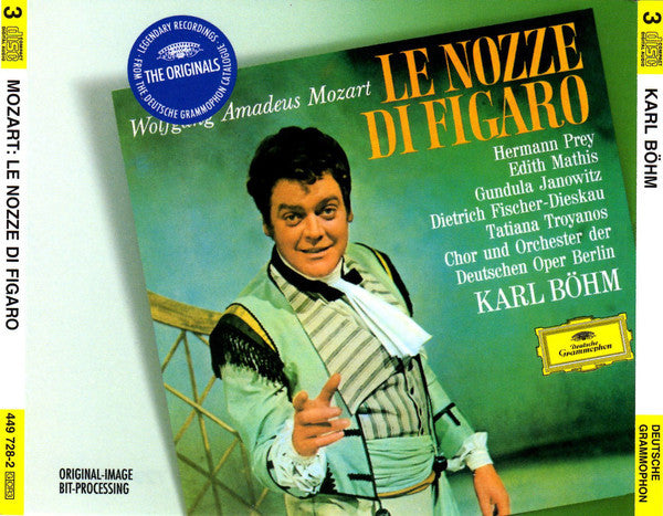 Wolfgang Amadeus Mozart - Hermann Prey, Edith Mathis, Gundula Janowitz, Dietrich Fischer-Dieskau, Tatiana Troyanos, Chor der Deutschen Oper Berlin Und Orchester Der Deutschen Oper Berlin, Karl Böhm : Le Nozze Di Figaro (3xCD, Album, RE, RM, Uni + Box, Sli)