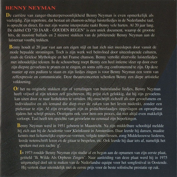 Benny Neyman : 20 Jaar • Gouden Regen (2xCD, Comp)