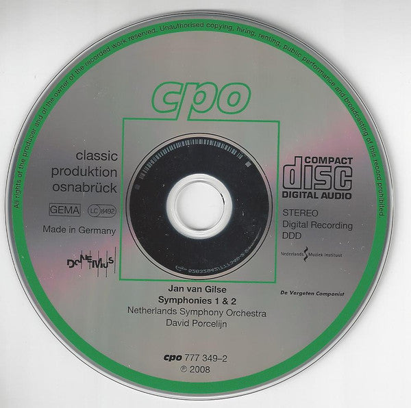 Jan Van Gilse — The Netherlands Symphony Orchestra, David Porcelijn : Symphonies 1 & 2 (CD, Album)